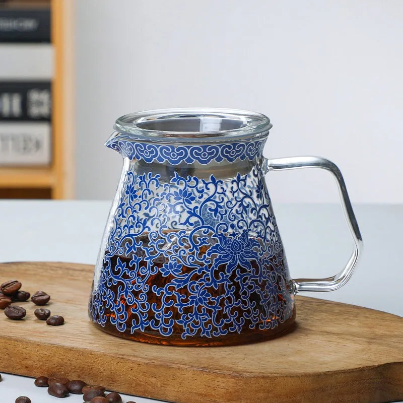 Coffee Pot Blue and White Porcelain Glass Coffee Filter Cup Home Store Drinking Utensils High Temperature Resistance Oasis Select A