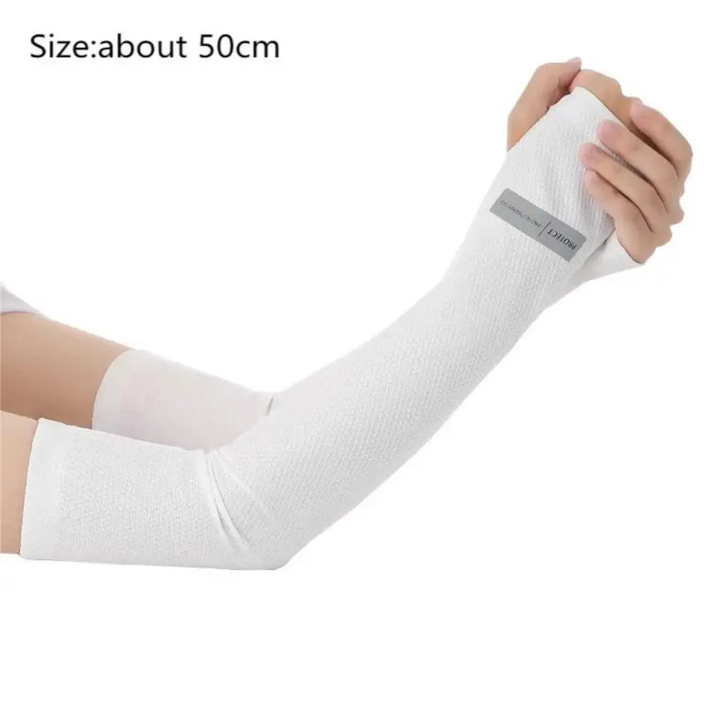 New Ice Silk Arm Sleeves UV Protection Loose Long Arm Glove Non-slip Breathable Sunscreen Sleeves Summer Oasis Select