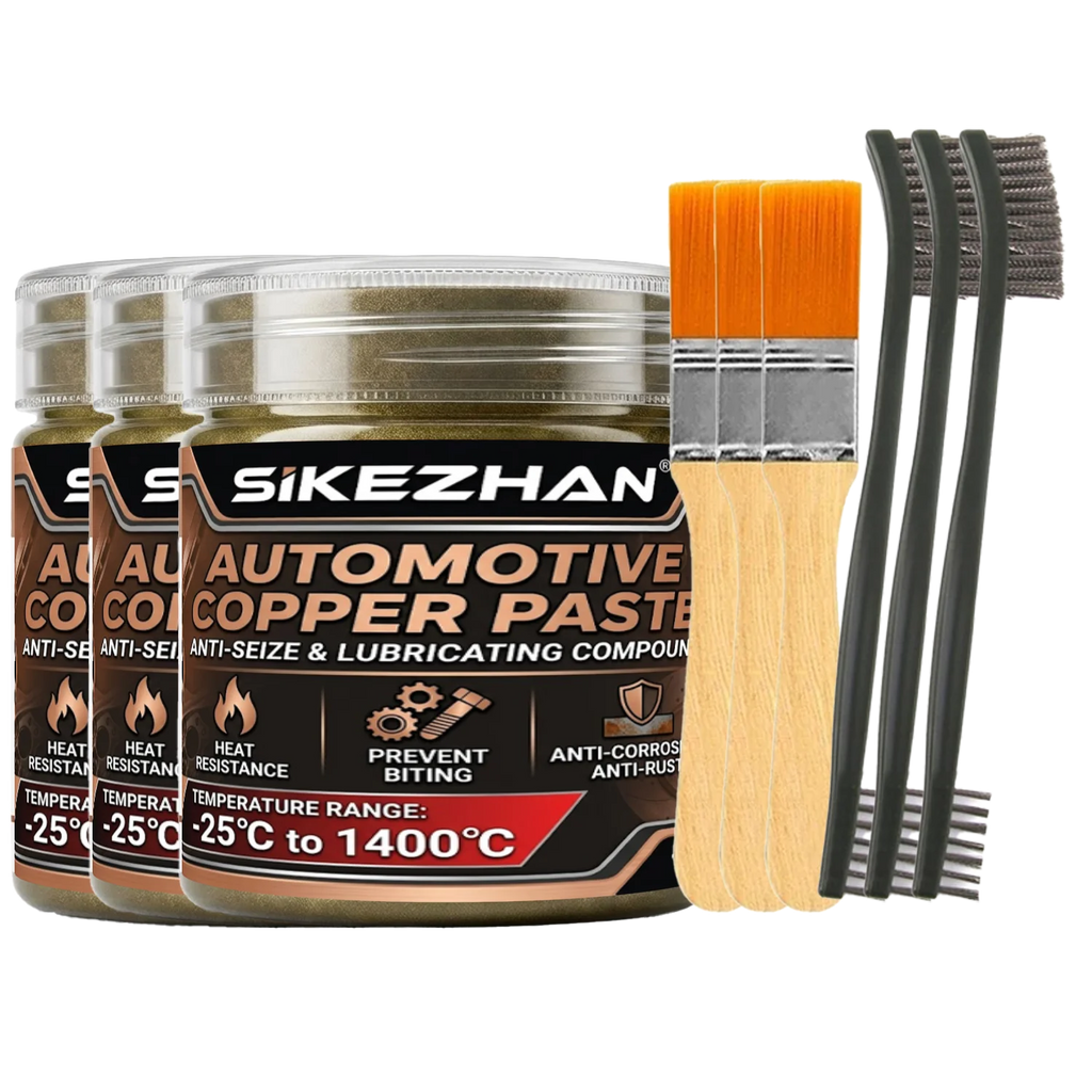 High Temperature 1400°C Copper Anti-Seize Grease Lubricant for Auto Brake Exhaust Spark Plug Bolt with Applicator Brushes Repair Oasis Select 3 SET