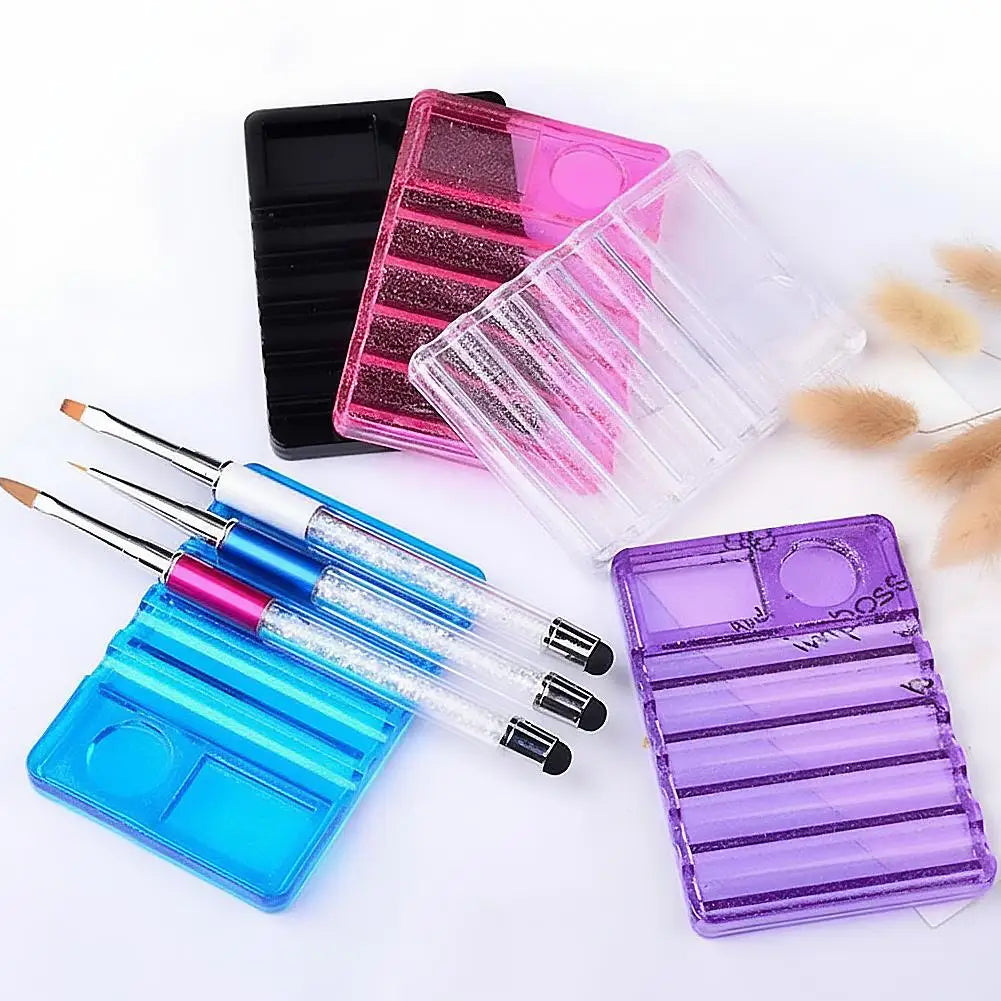 Acrylic Nail Art Brush Holder & Palette – 5-Pen Organizer Nail Art Organizer Oasis Select