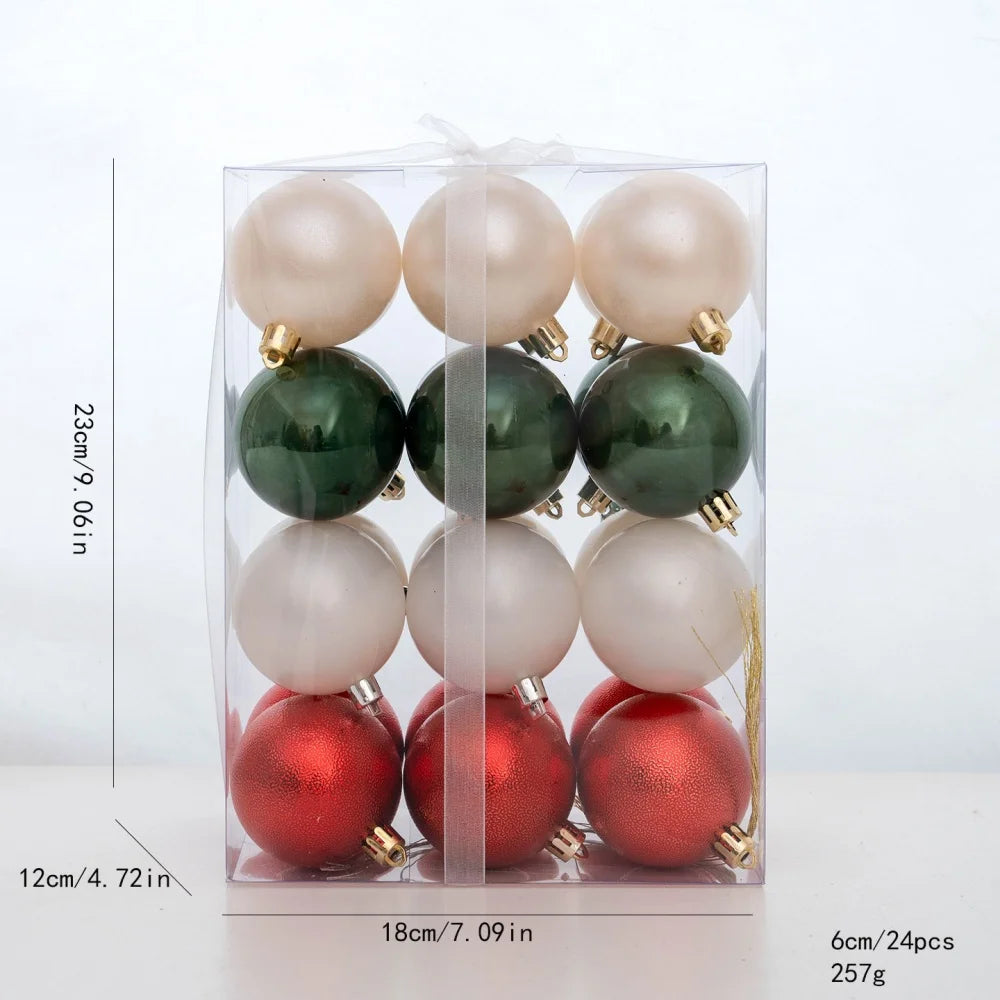 24PCS 6cm Christmas Balls Colorful Electroplating Christmas Tree Hanging Ball Home Party Christmas Tree Decor New Year Gift Oasis Select Color