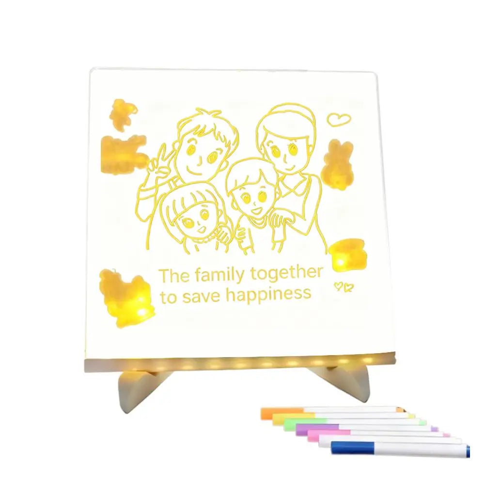 Light Up Rewritable Acrylic Message Board 7 Color Pens Glowing Drawing Lamp for Kids Adults Birthday Festival Gift Oasis Select