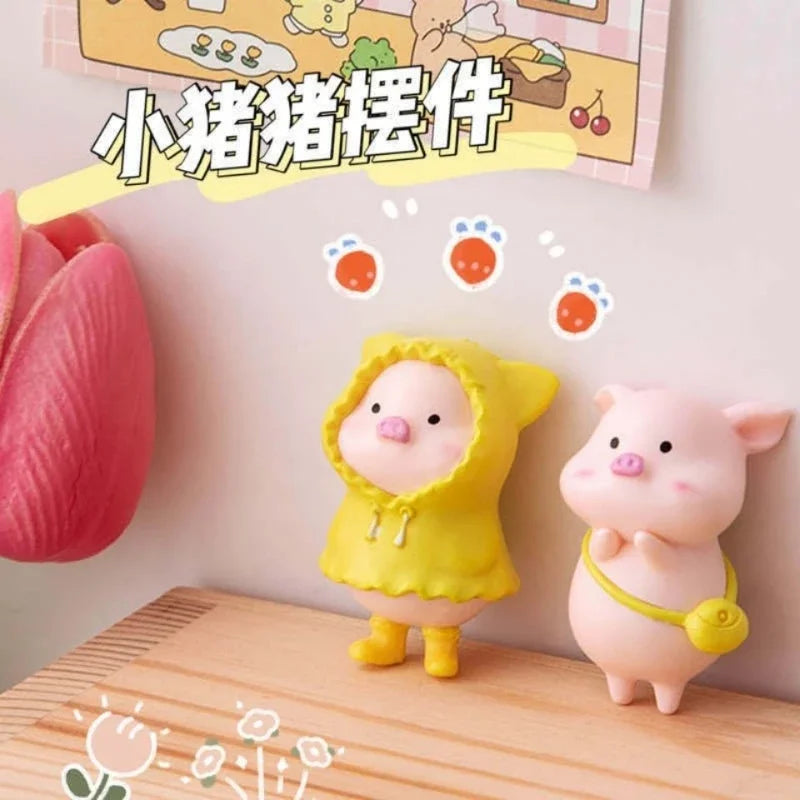 Cute Cartoon Pink Pig Figurine Miniaturas Ornament Resin Piggy Statue Collection Toy Fairy Garden Mini Miniatures Oasis Select