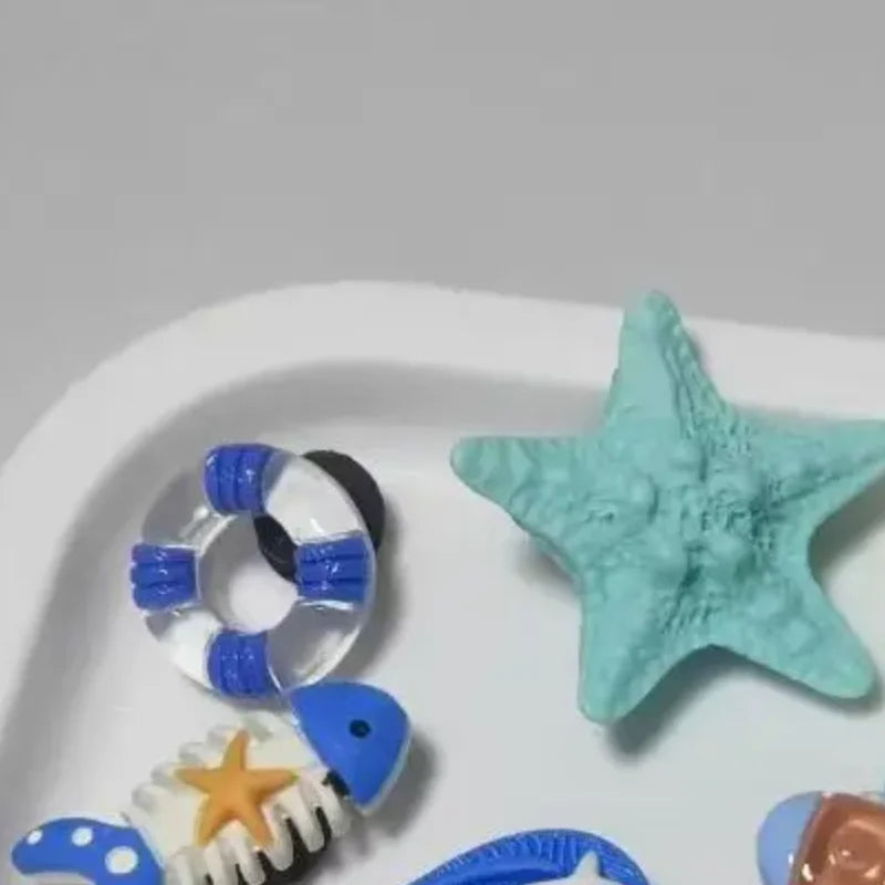 1set Cute Summer Ocean Series Set Removable Simulated Fish Starfish Shoe Accessories DIY Removable Slippers Accessories Gift Oasis Select