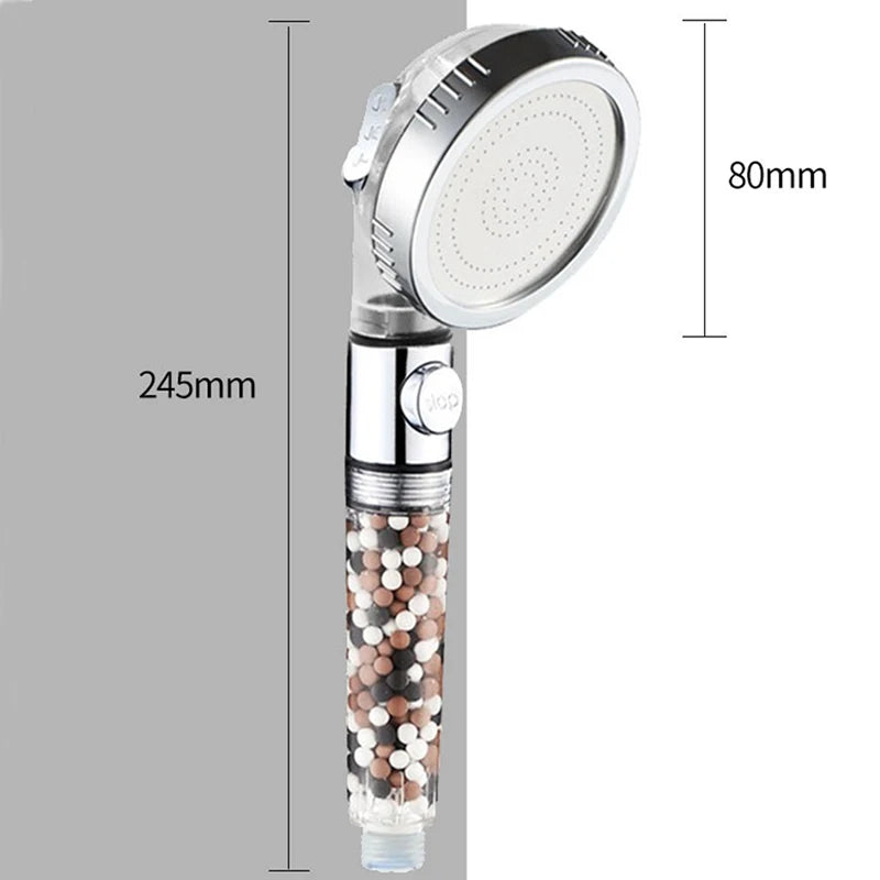 New Premier Bathroom 3-Function SPA Shower Head with Switch Stop Button high Pressure Anion Filter Bath Head Water Saving Shower Oasis Select