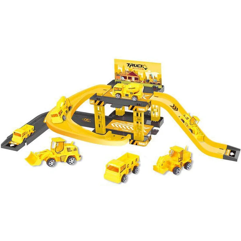Kid Rail Parking Lot Toys Dinosaur Car Parking Building Model Simulation Fire Police Engineering Vehicle Toy Boys Birthday Gifts Oasis Select Engineering
