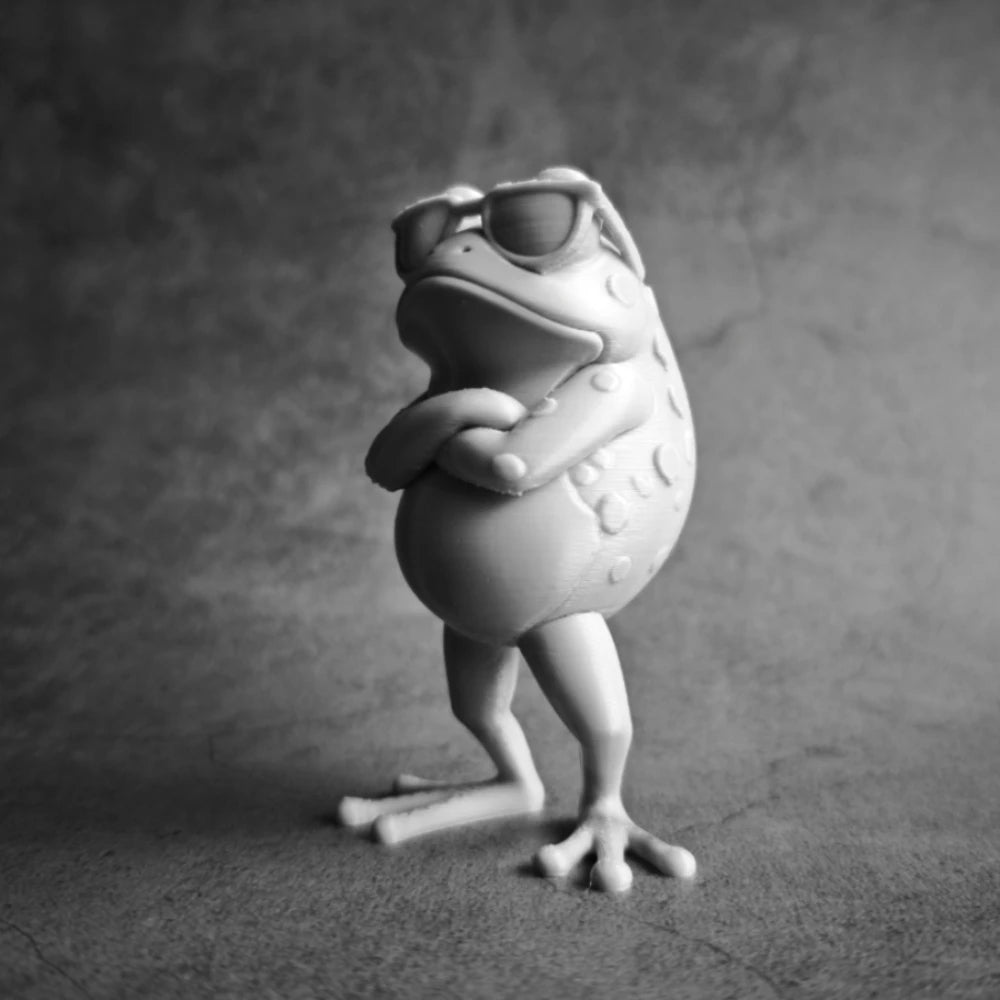 3D Printed Cool Frog Figurine with Sunglasses Funny Animal Statue Desktop Ornament Home Office Decor Creative Gift for Frog Oasis Select