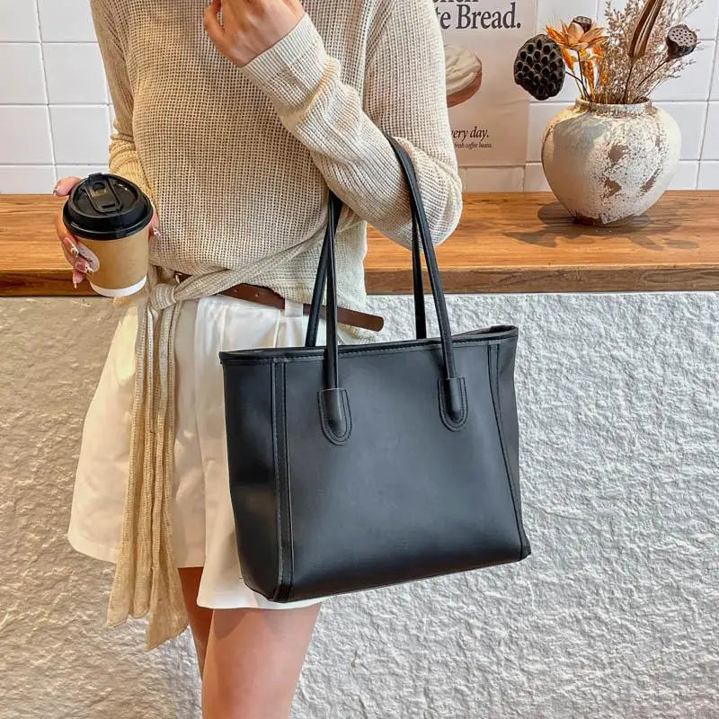 Large Capacity Women's Commuting Tote Bag PU Leather Shoulder Bag for Everyday Activities Oasis Select