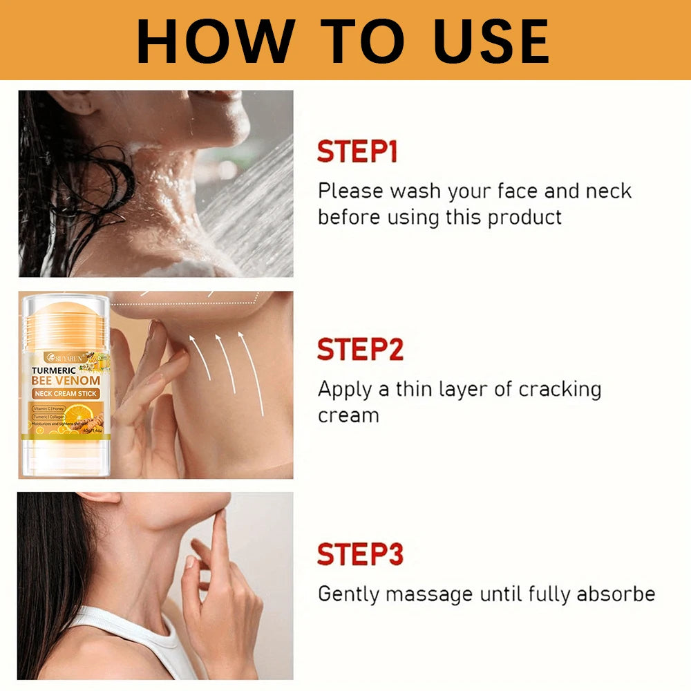 SUYARUN Turmeric Bee Venom Neck Cream Stick – Firming & Anti-Aging Neck Firming Cream Oasis Select