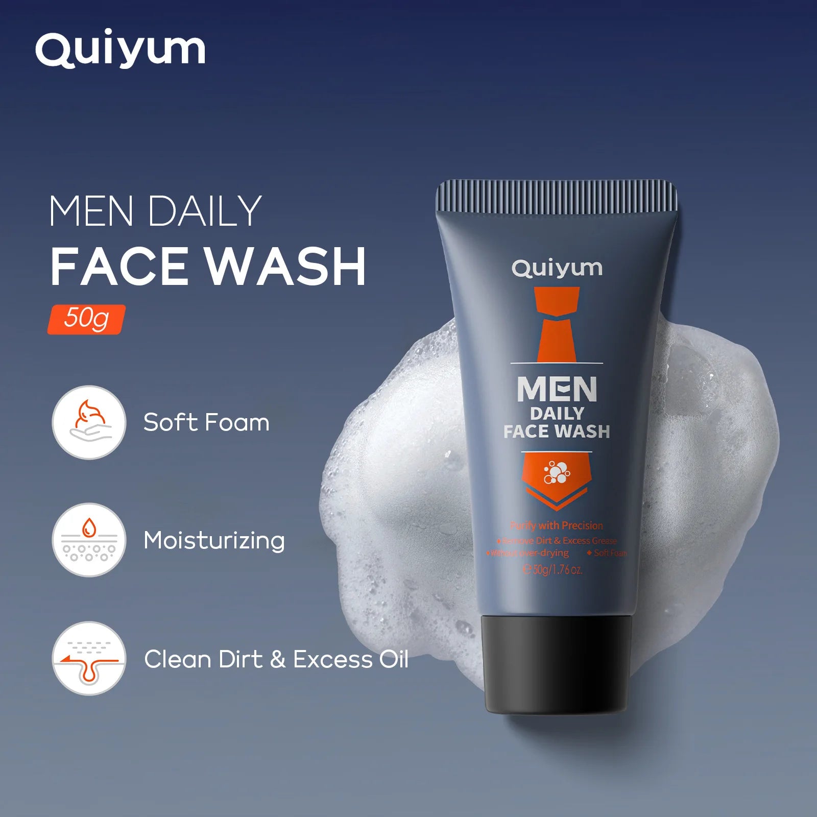 Men Facial Cleanser Face Wash Moisturizing Skin Care Oil Control Blackhead Removing Deep Nourishing 50g Oasis Select