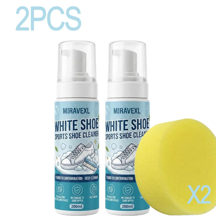 Professional Shoe Cleaner Foam Dry Clean Liquid Decontamination for Suede Leather Sneaker Sheepskin Care with Cleaning Sponge Oasis Select 2PCS