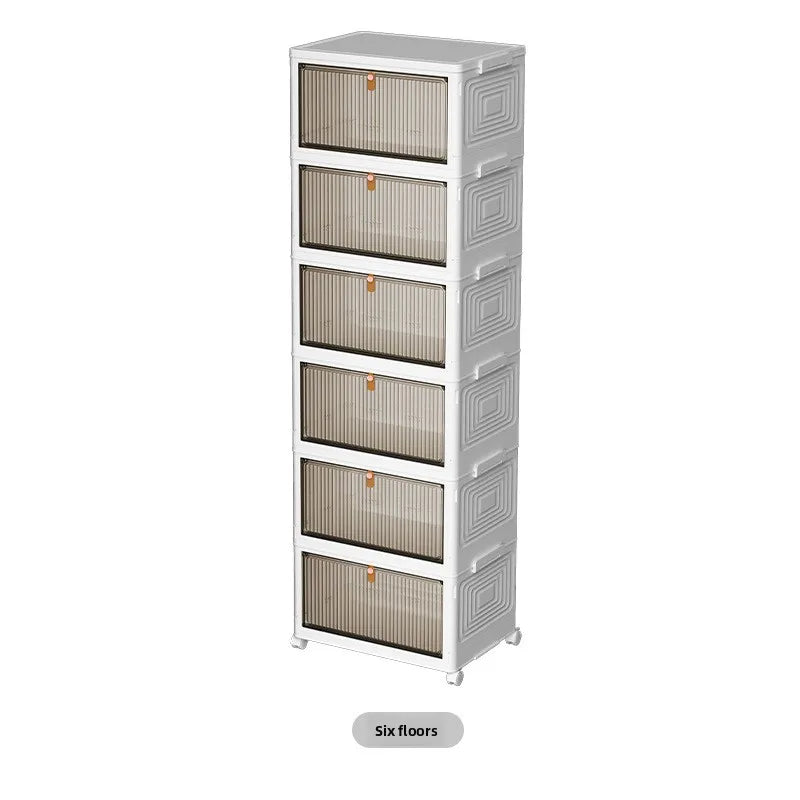 Transparent folding shoe box storage box installation-free artifact shoe rack dust-proof dormitory assembly plastic simple shoe Oasis Select White six layers
