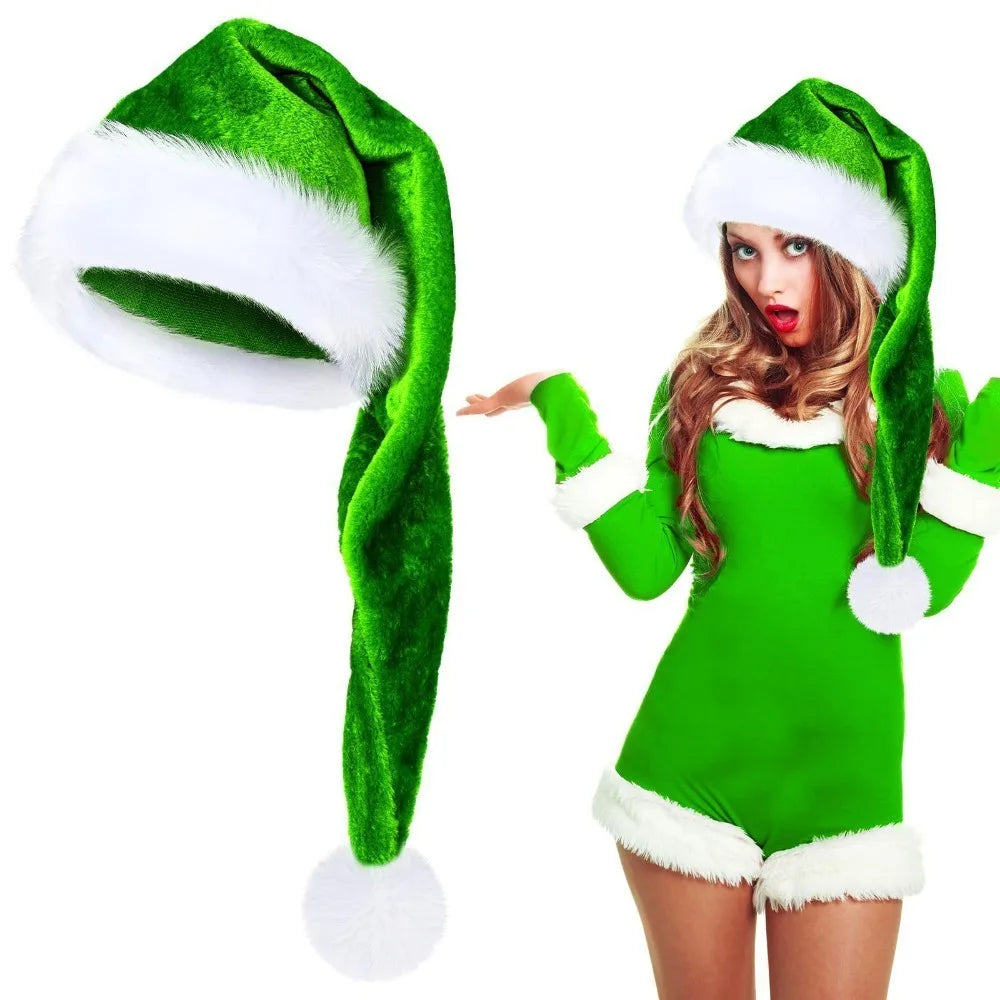 Super Long Plush Santa Hat – Soft Thickened Velvet Christmas Hat