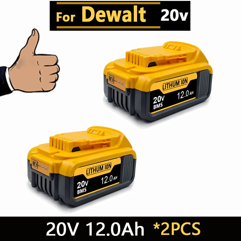 Big promotion 20V lithium ion battery, for dewalt power tool DCB606 DCBGene DCB206 DCB200 MAX 20V batteries// Oasis Select 2Pcs-12.0Ah