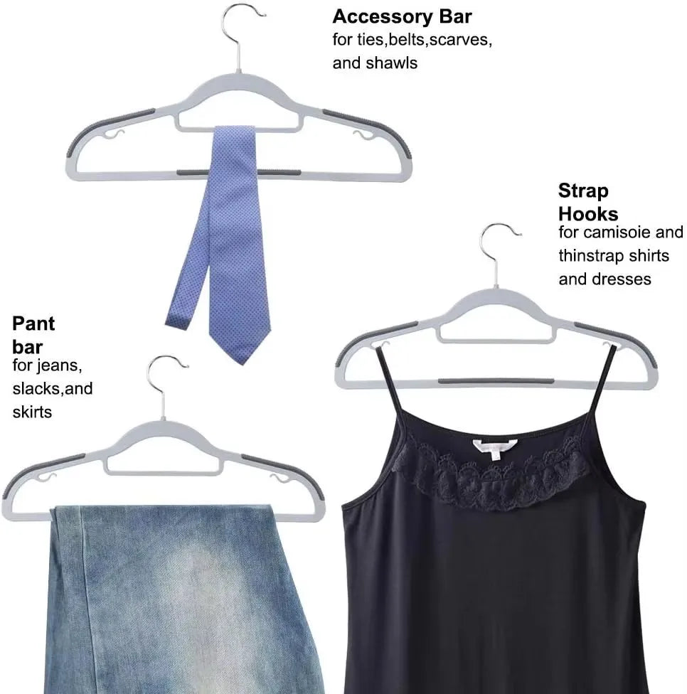Heavy Duty Anti-Slip Plastic Clothes Hangers – Set of 1–50