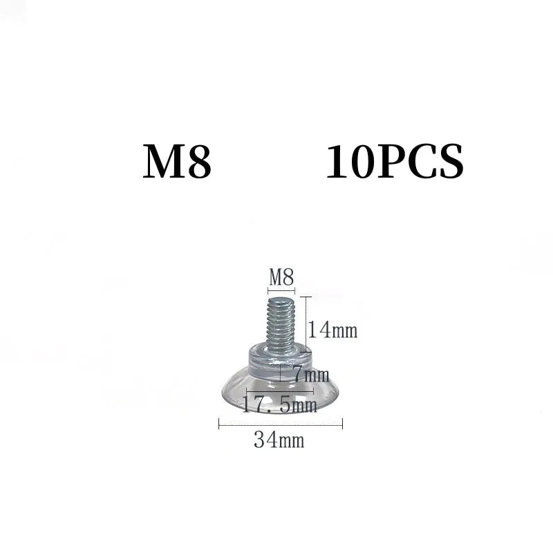 10pcs M6/M8 Screw Rubber Suction Cup with Screw Plastic Sucker Pad Holder Turn Nut Glass Table Tops Storage Tool Hooks Oasis Select M8 10PCS