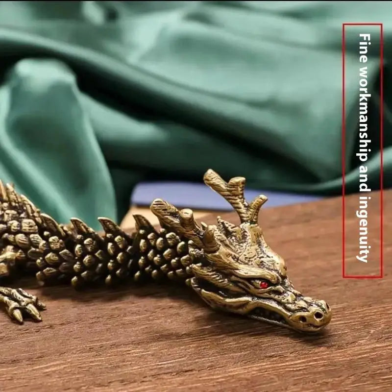 1Pcs Moveable Body Joints Antique Alloy Lucky Dragon Desktop Office Crafts 3D Dragon Statue Ornament Home Decoration Gifts Oasis Select