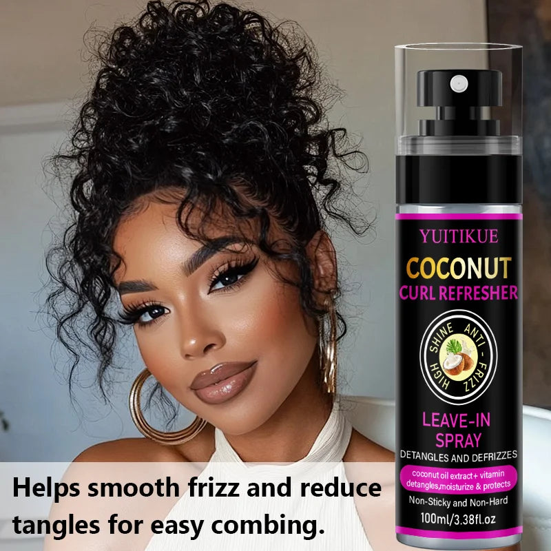 YUITIKUE Coconut Curl Refresher Spray – Detangle & Defrizz