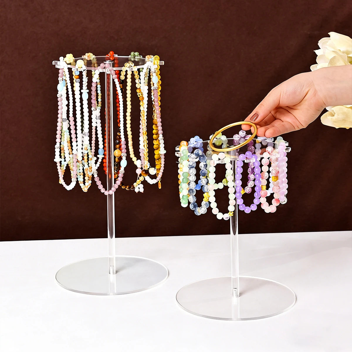 1pc acrylic transparent display stand for jewelry, suitable for dressing table tabletop bracelet anklet necklace storage rack Oasis Select