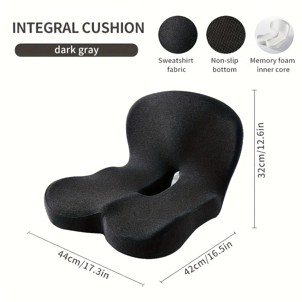 Ergonomic Seat Cushion with Hand Washable Cover Waist & Hip Support Comfort Orthopedic Cushion for Office Car Home Oasis Select Dark Gray