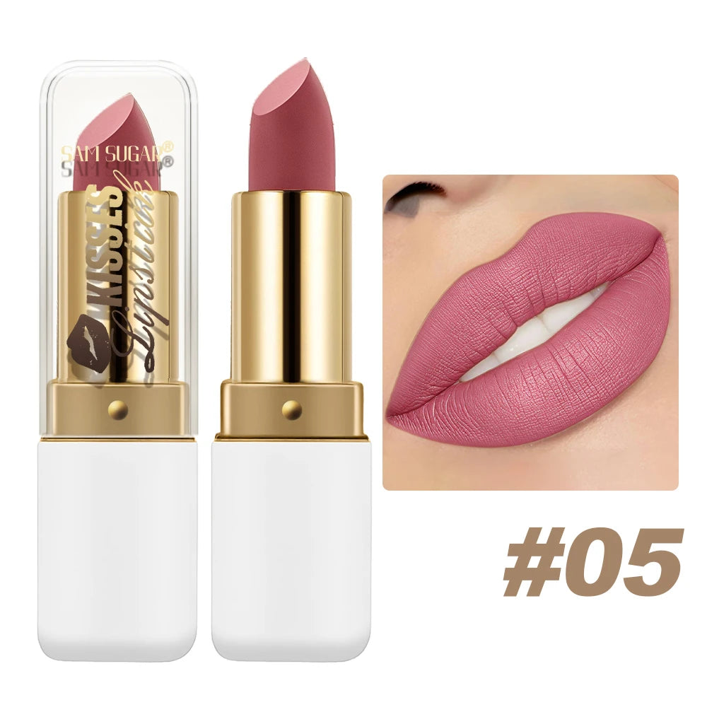 SAM SUGAR Metallic Pearlescent Lipstick – Matte Velvet Waterproof