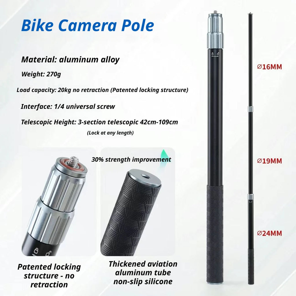 43" Motorcycle Selfie Stick for Insta360 X5/X4 & DJI Osmo