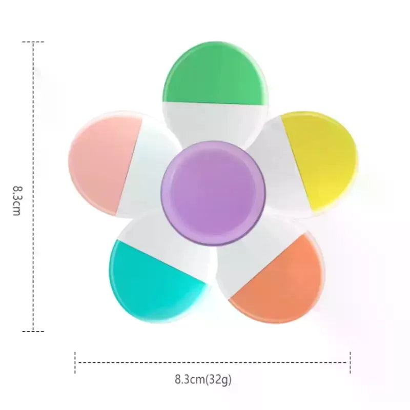 1Pcs Flower Shape Watercolor Colors 5-In-1 Fluorescent Pens Fingertip Spiral Highlighter Pen For School Office Stationery Oasis Select