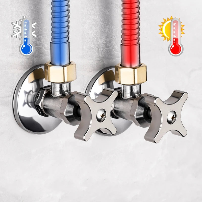 Thickened Triangle Valve 304 Stainless Steel 1/2 "bathroom Quick Opening Triangle Valve Faucet Large Flow Cold and Hot Water Oasis Select