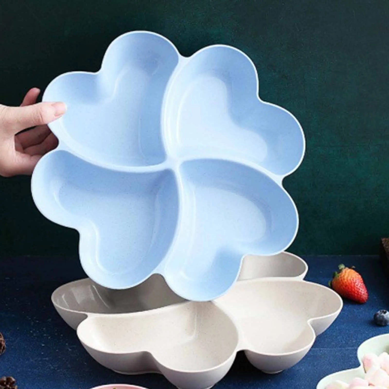 Four-Leaf Clover Snack Plate – Heart Compartment Fruit Tray Serving Snack Tray Oasis Select B