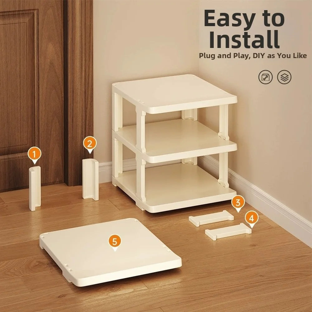 White 3 Tier Slim Shoe Rack Space Saving PP Storage Organizer For Small Entryway Hallway Narrow Corner Home Organization Oasis Select