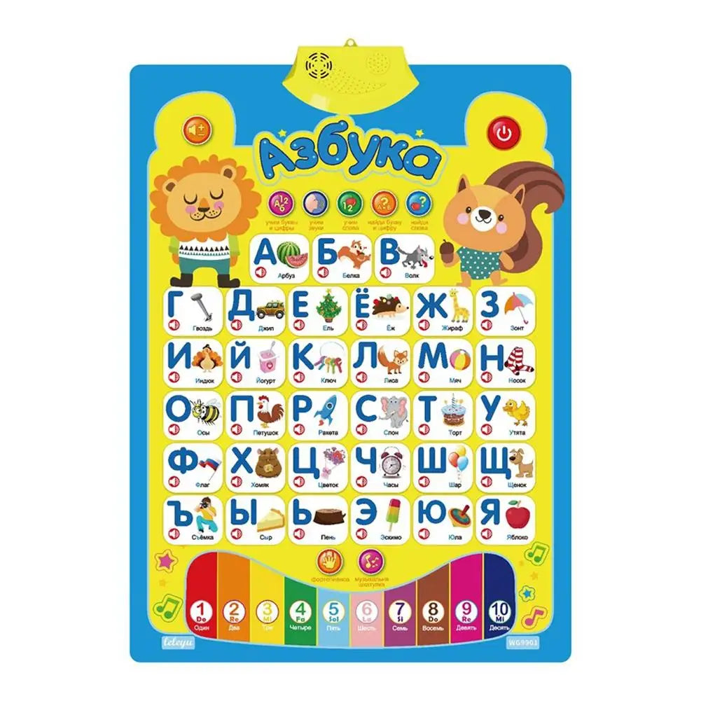 Russian Electronic Interactive Alphabet Wall Chart Talking ABC 123s Music Learning Poster Educational Preschool Alphabet Chart Oasis Select Blue