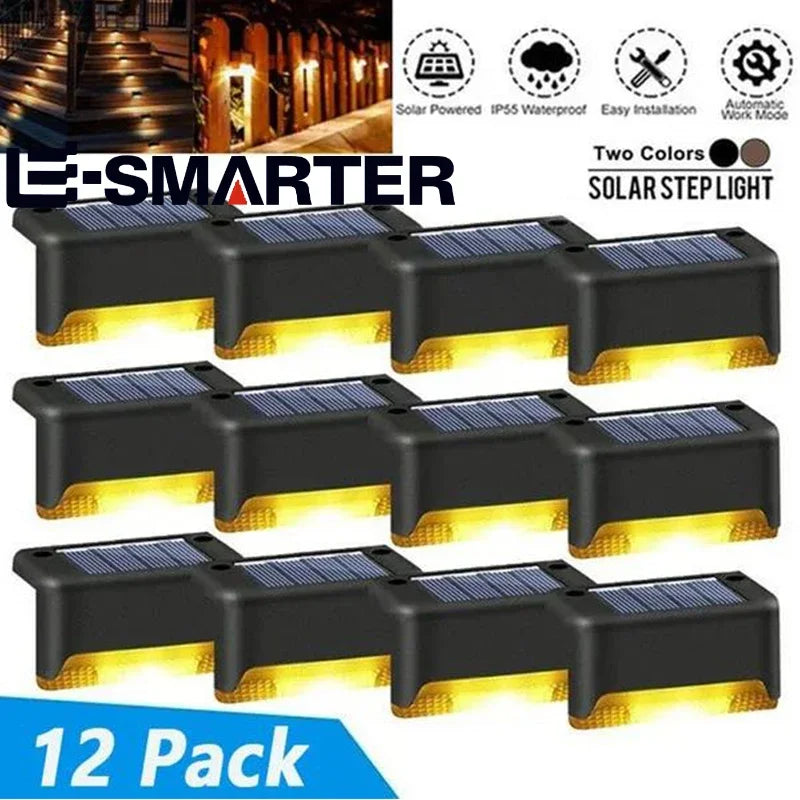 Solar Deck Lights Outdoor Step Lights Waterproof Led Solar Lamp for Railing Stairs Step Fence Yard Patio and Pathway Oasis Select