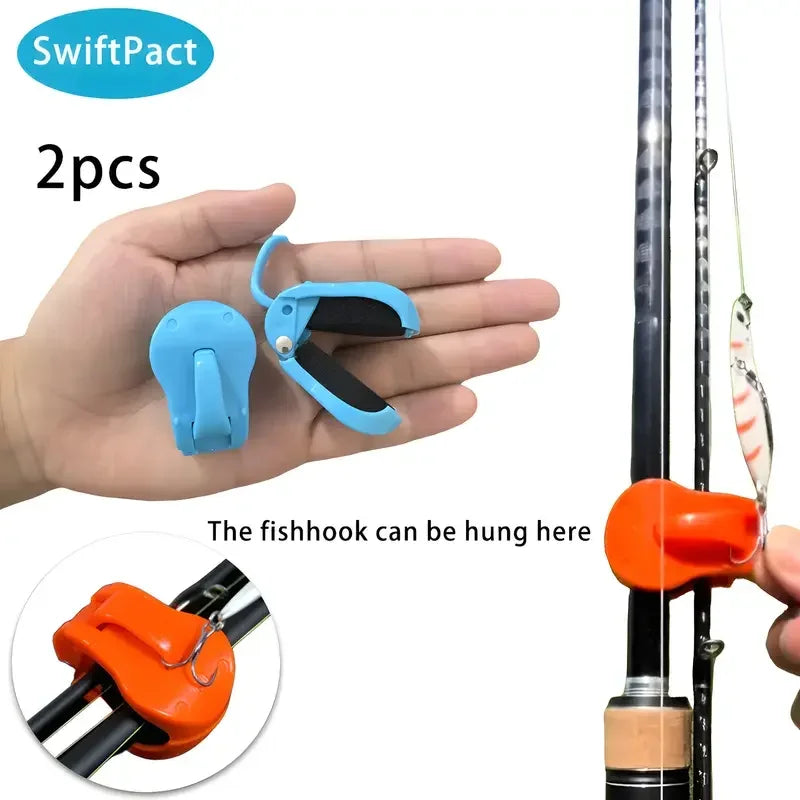 2/4pcs Quick-Attach Fishing Rod Clip - Tool-Free 1-Hand Holder for 2-Piece Freshwater Rods, Secure Grip Tackle Organizer Oasis Select 2pcs Blue