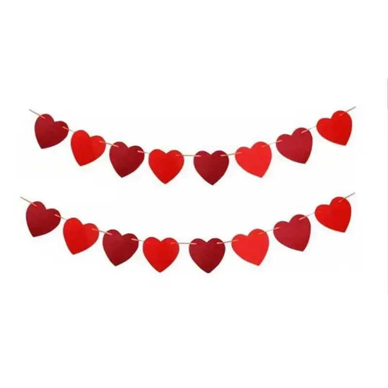 Valentine Hanging Banner Garland Bunting Red Love Heart Paper Banner Door Hanging Ornament Wedding Birthday Party Decoration Oasis Select D