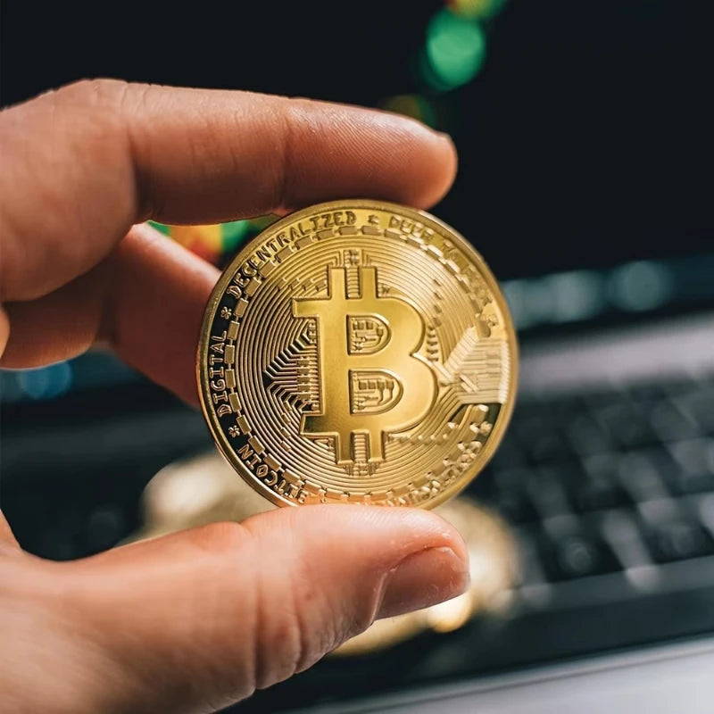 1/2/3/4pcs Gold Plated Coin Art Collection Gold Plated Physical Bitcoins Bitcoin Gift Physical Metal Antique Imitation Coins Oasis Select