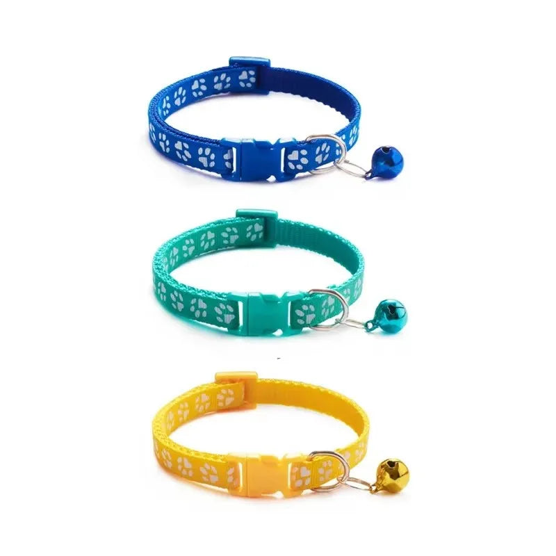 1 Pet Collar Bell Cartoon Footprints Colorful Dog Puppy Cat