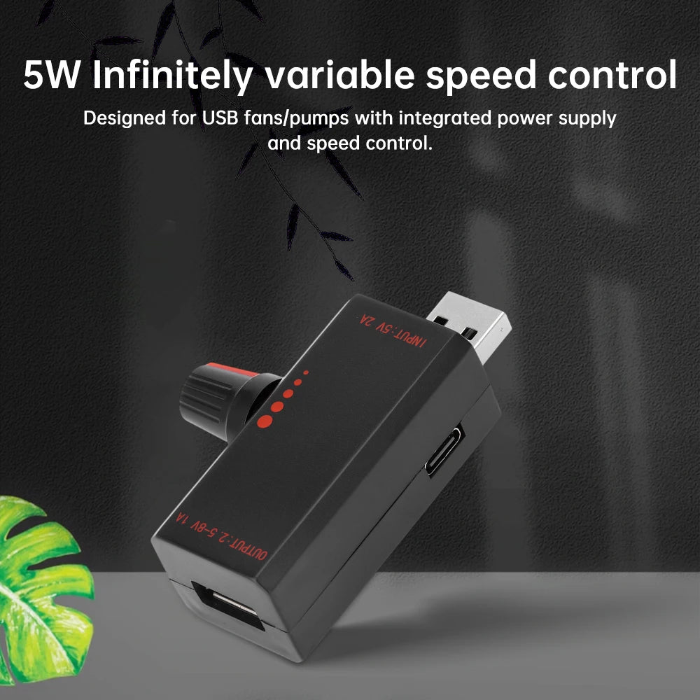DC5V 2A 5W Stepless Speed Controller Adjustable Control Fan Cooler Type-C USB Fan Speed Radiator PWM Power Controller Oasis Select