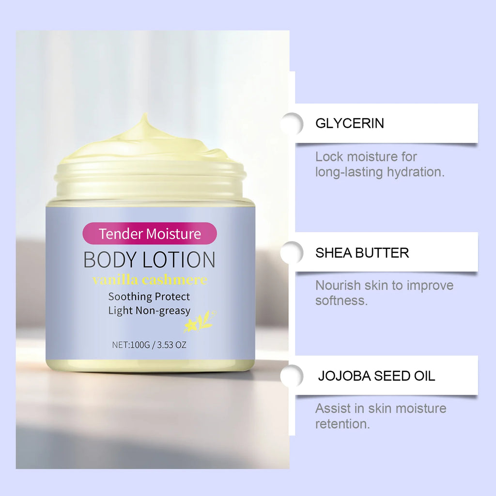 Tender Moisture Body Lotion Vanilla Cashmere Nourishing Dry Skin Care Lightweight Non-Greasy 24h Hydration for All Skin Types Oasis Select