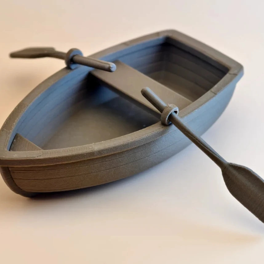 Mini Double Oar Wooden Boat Aquarium Decor Tiny Rowboat Fish Tank Landscape Ornament 3D Printed Micro Aquatic Scene Accessory Oasis Select Coffee