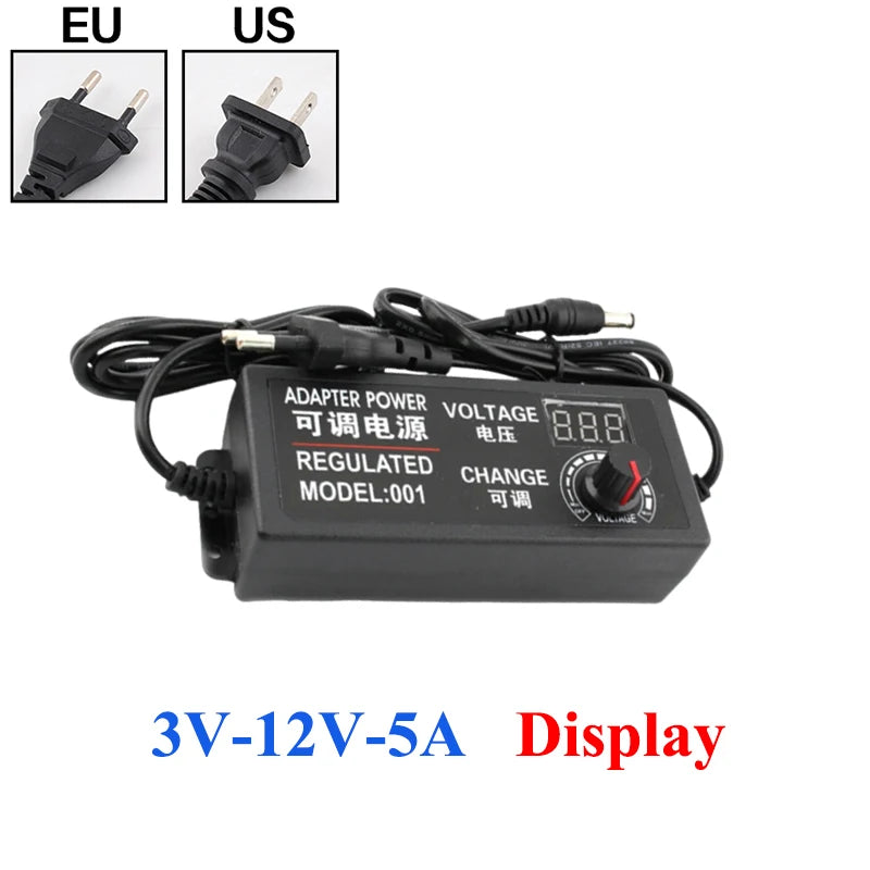 DC 3V-12V Adjustable Transformer AC 220V 110V TO DC 12V 3V 9V 2A 5A 10A Transformers AC 220 110 V TO DC 12 3 9 V Power Supply Oasis Select 5A Display US Plug