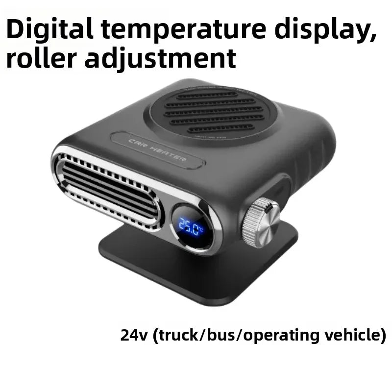 Electric Heater Fan with Digital Display Fast Heating Fan 12V/24V Car Heater Winter Car Speed Heating Fan Defogging Heating Oasis Select 24V