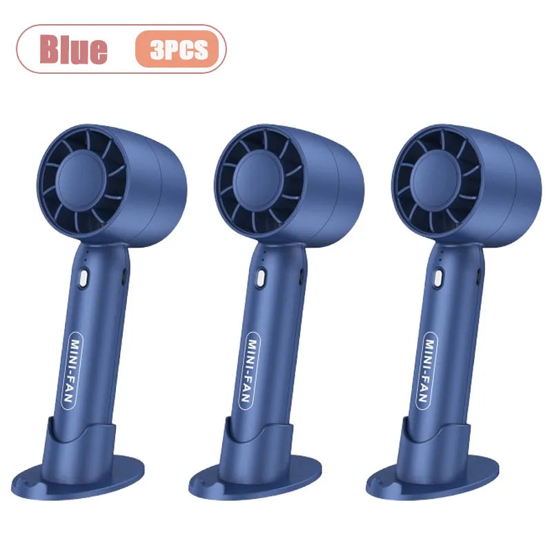 Mini USB Handheld Fan Portable Rechargeable Small Desk Fan for Students Office Travel Personal Cooling Breeze Quiet 3 Speed Oasis Select Blue-3PCS