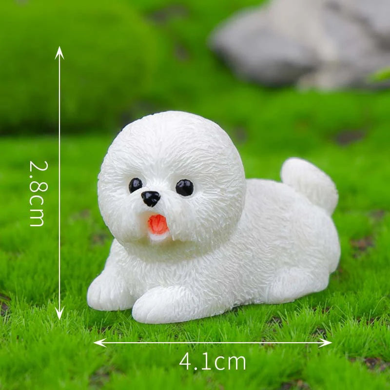 Resin Small Dog Figurine, Miniature Bonsai, Fairy Garden, Microlandscape, Crafted, Decorative Pet Statue, 1Pc Oasis Select A2 Bichon
