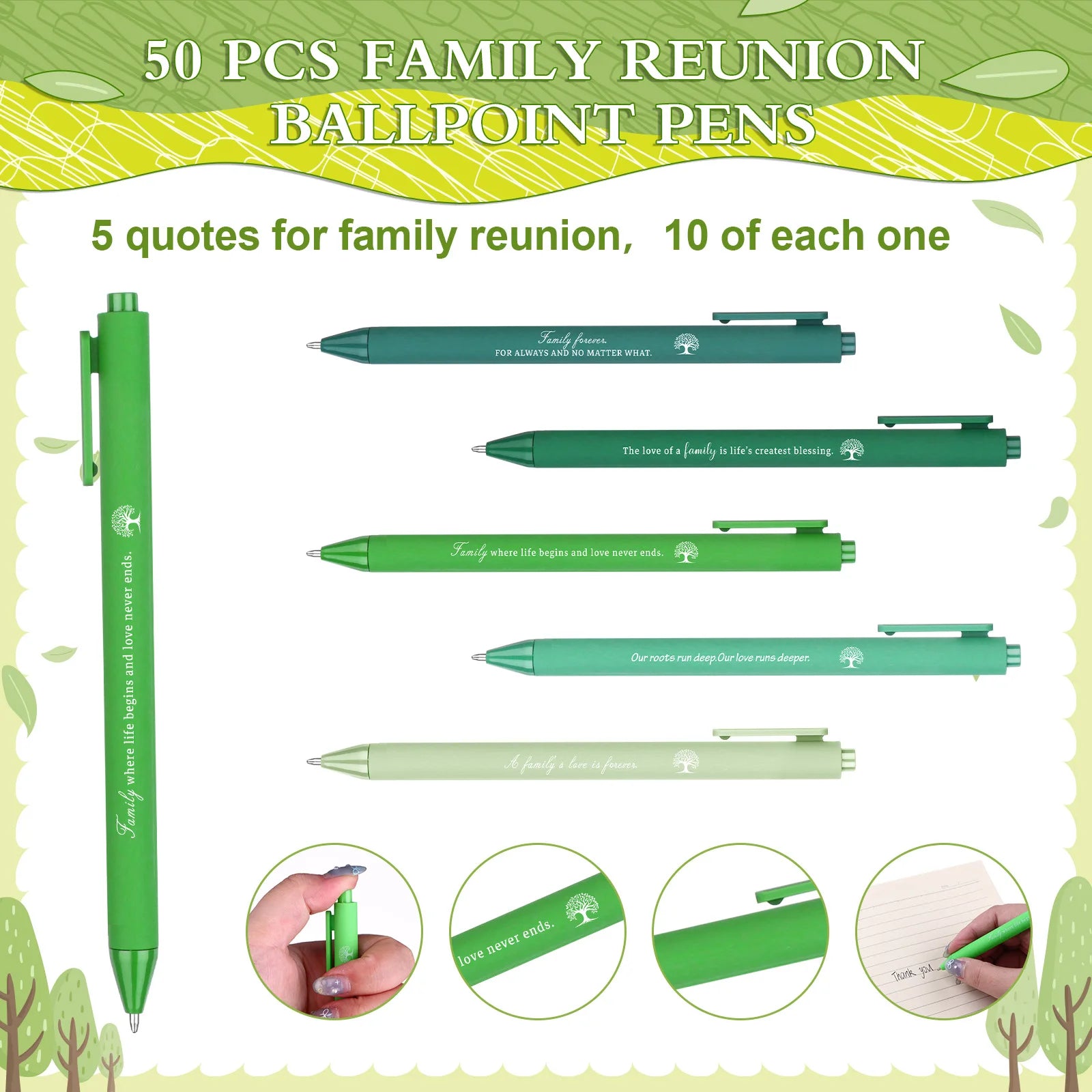 50 Sets Family Reunion Gifts Ballpoint Pens with Family's Love Keychain Remembering Our Roots Bookmarks Rope for Families Oasis Select