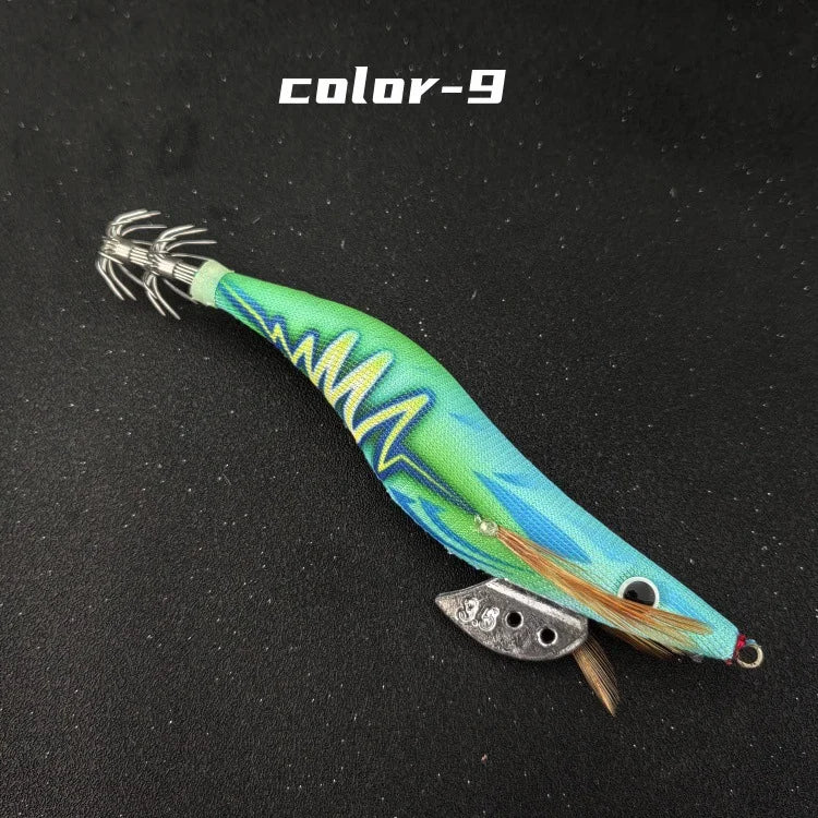 Multi-specification luminous beads wooden shrimp squid hook wooden shrimp set new lightning striped wooden shrimp squid hook exp Oasis Select Red Lightning No. 2.5