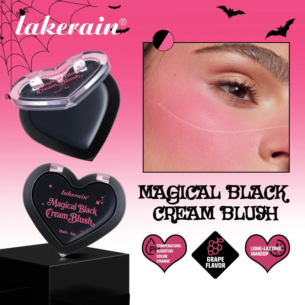 PH Color Changing Magical Black Cream Long-wearing Blush Cheeks Lips Natural Pink Moisturize Long Lasting Makeup Cosmetics Oasis Select