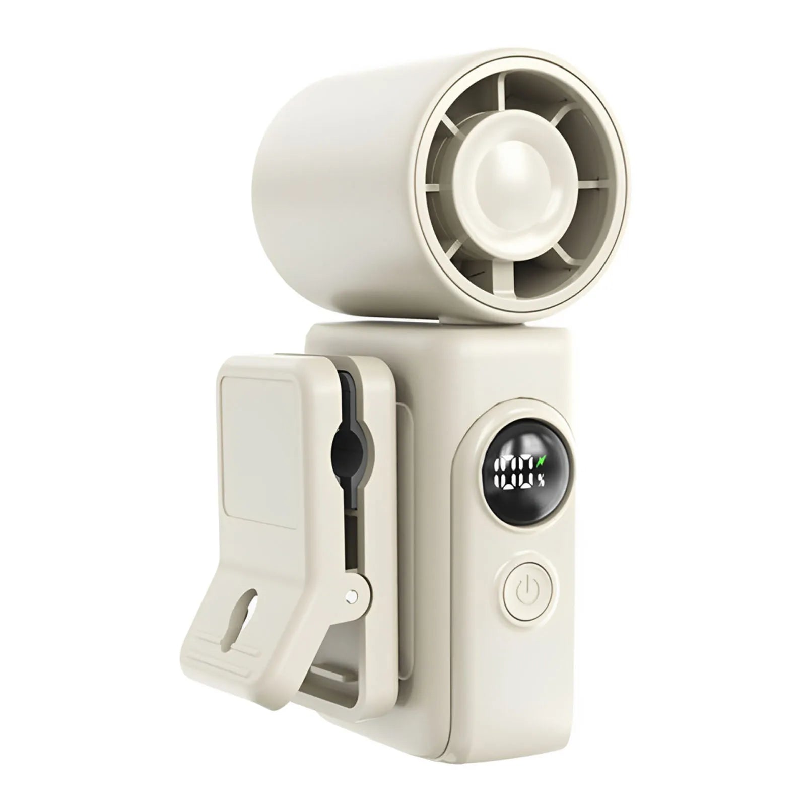 Type-C ABS Clip Cooler Fan with Handheld & LED Display Clamp Cooler Rotatable Fan 2400mAh for Shirt & Waist Travel Accessories Oasis Select WHITE China Mainland