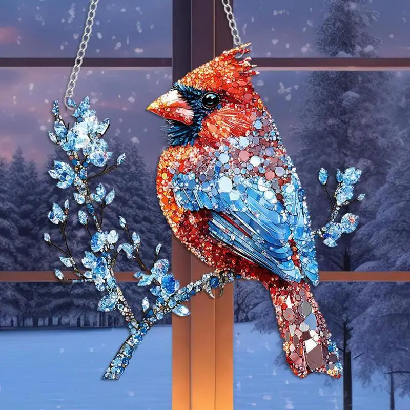 Dangling Bird Ornaments Dangling Bird Light Catcher 2D Acrylic Birds Centerpiece Window Panel Decor for Home Studio Restaurant Oasis Select