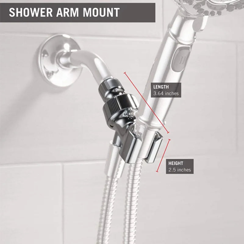 Handheld Shower Head Arm Holder G1/2″ Three-Way Adjustable Bracket With Swivel Ball Universal Mount Diverter Bathroom Accessory Oasis Select