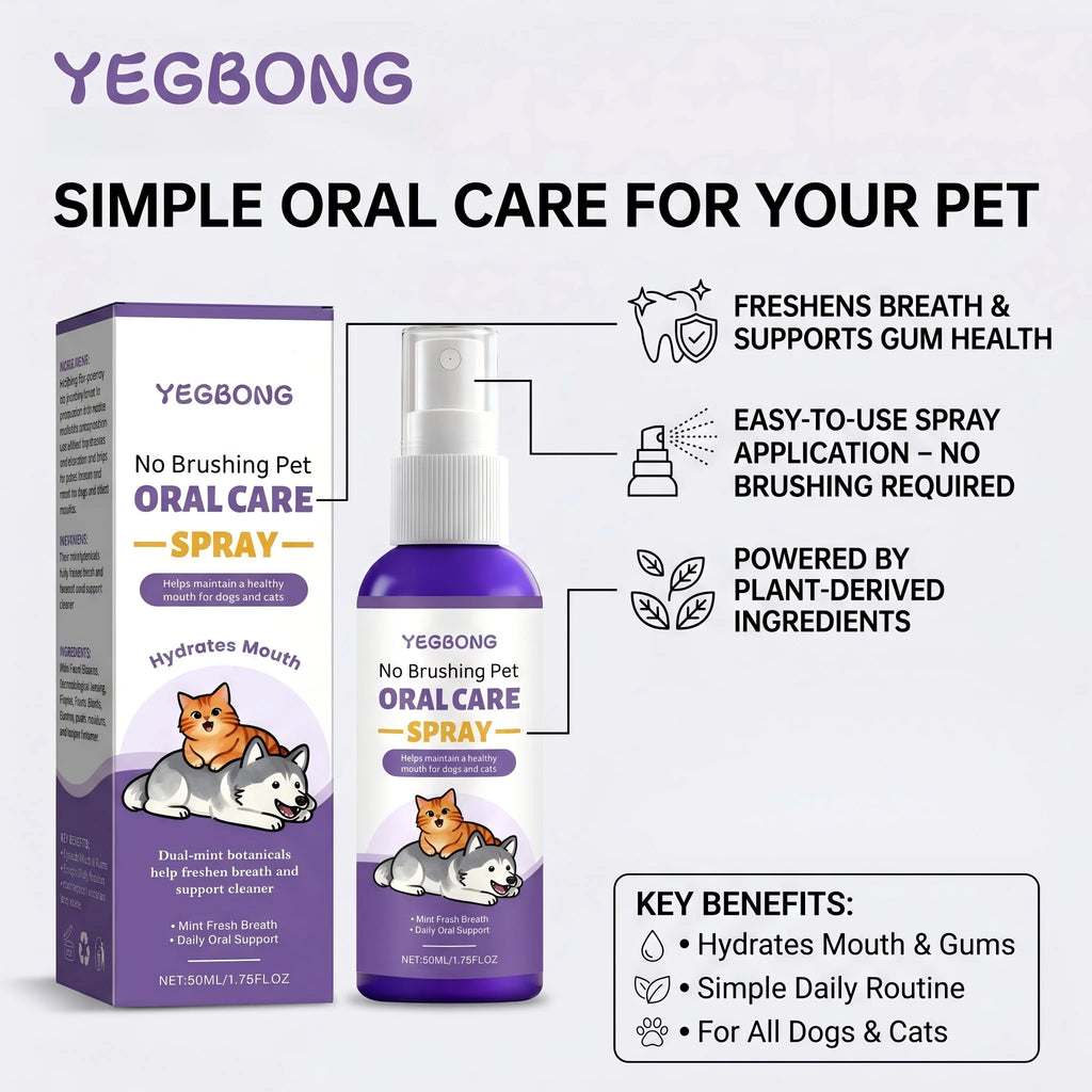 No Brushing Pet Oral Care Spray for Dog Breath Freshener Reduce Plaque Prevent Calculus Tartar Removal Pet Oral Health Care Oasis Select